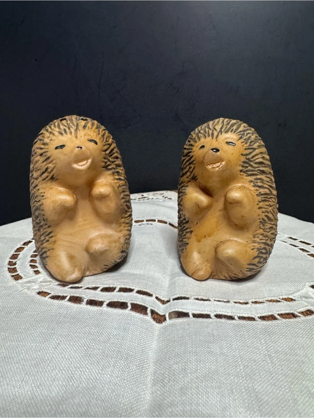 Ceramic hedgehog salt and pepper shakers